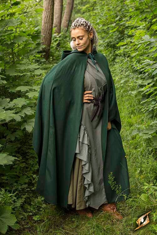 Travel cloak, green, wool blend