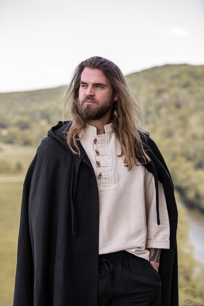 Medieval cloak Karen black, wool mix