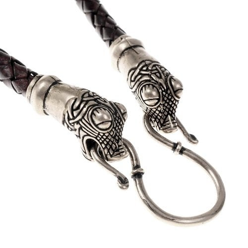Viking Oseberg necklace, brown, leather