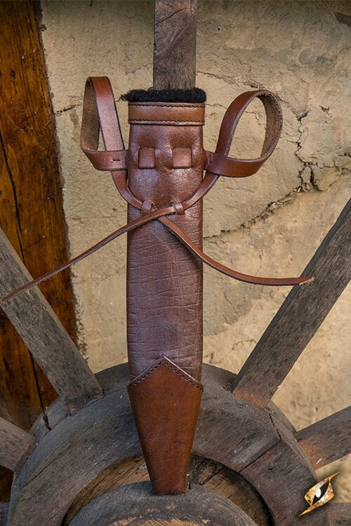 LARP dagger scabbard, small, right-hand, brown