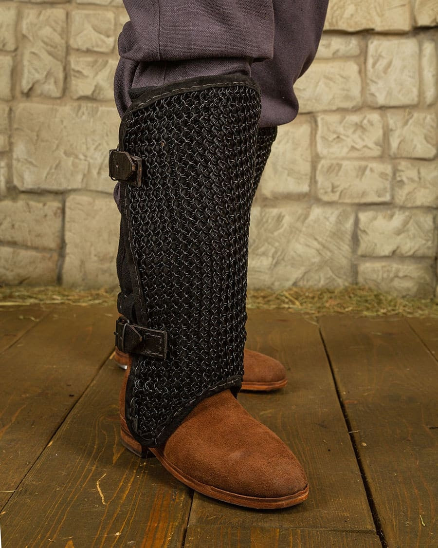 Chainmail greaves Connor, black, 8 mm
