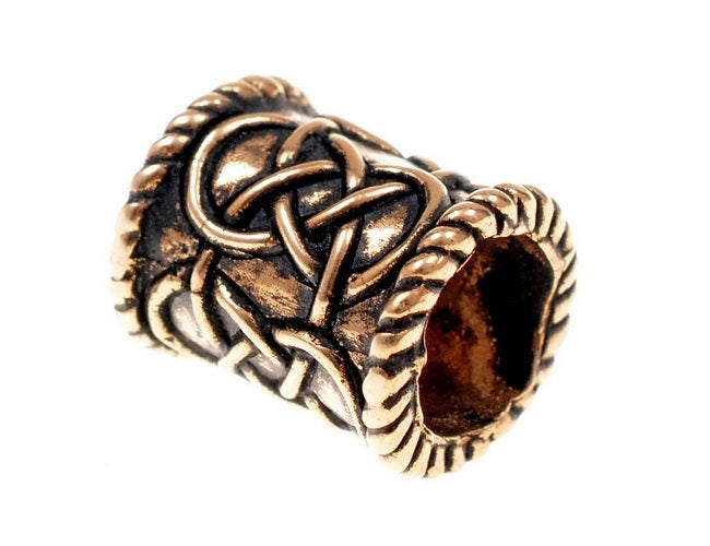 Cylindrical beard bead, bronze