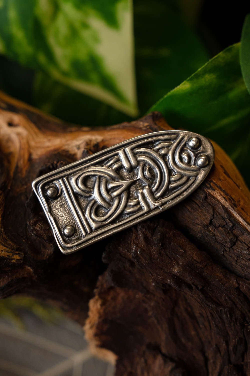 Anglo-Saxon belt end, silver-plated
