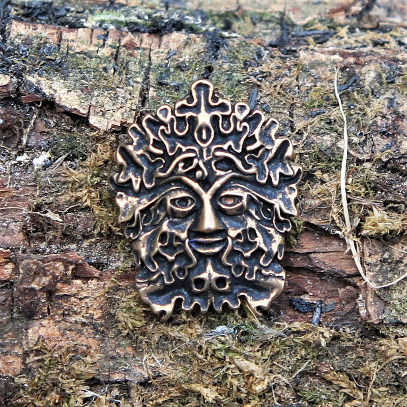 Green Man amulett, mässing