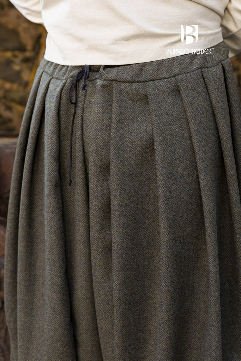 Rusvik vikingebukser Borys, sildebensmønster, oliven/grå, uldmix