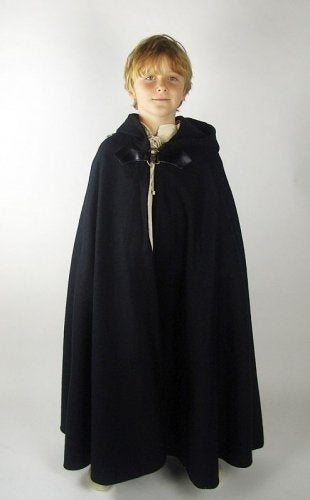 Child's cloak Rowan, black, wool blend