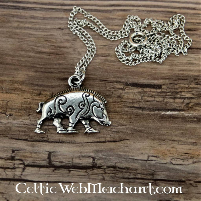 Pictish boar pendant Knocknagael, pewter