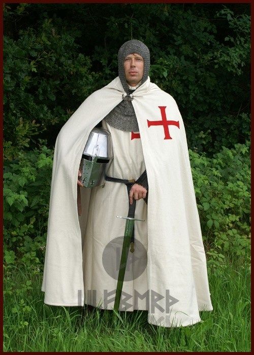 Historical Templar cloak, wool mix, cream