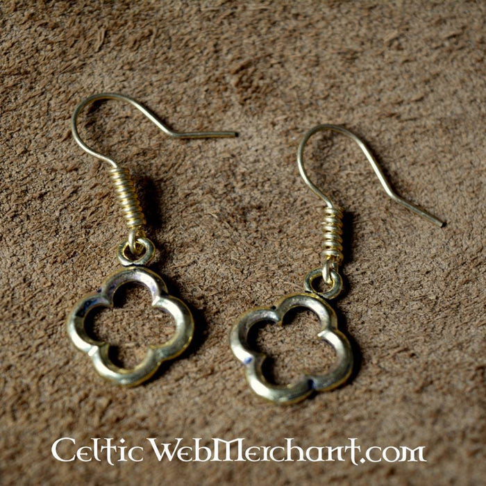 Gothic quatrefoil earrings silvered bronze