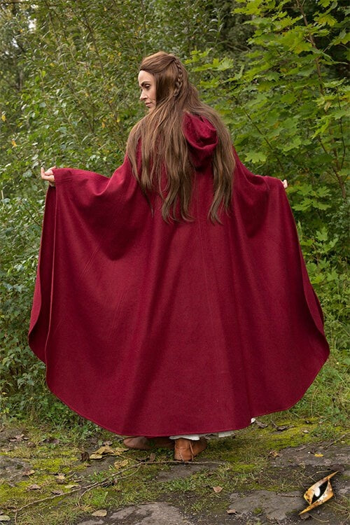 Travel cloak, red, wool blend