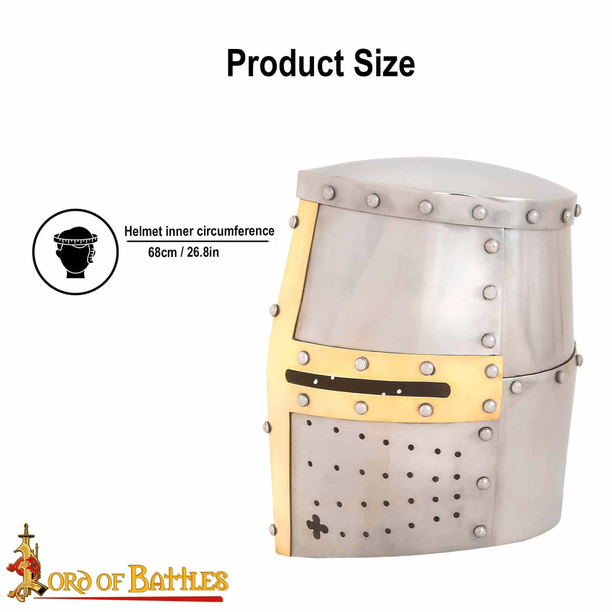 Crusader helmet with brass visor, 1.6 mm