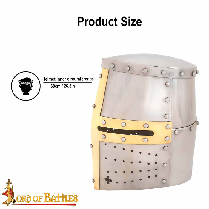 Crusader helmet with brass visor, 1.6 mm