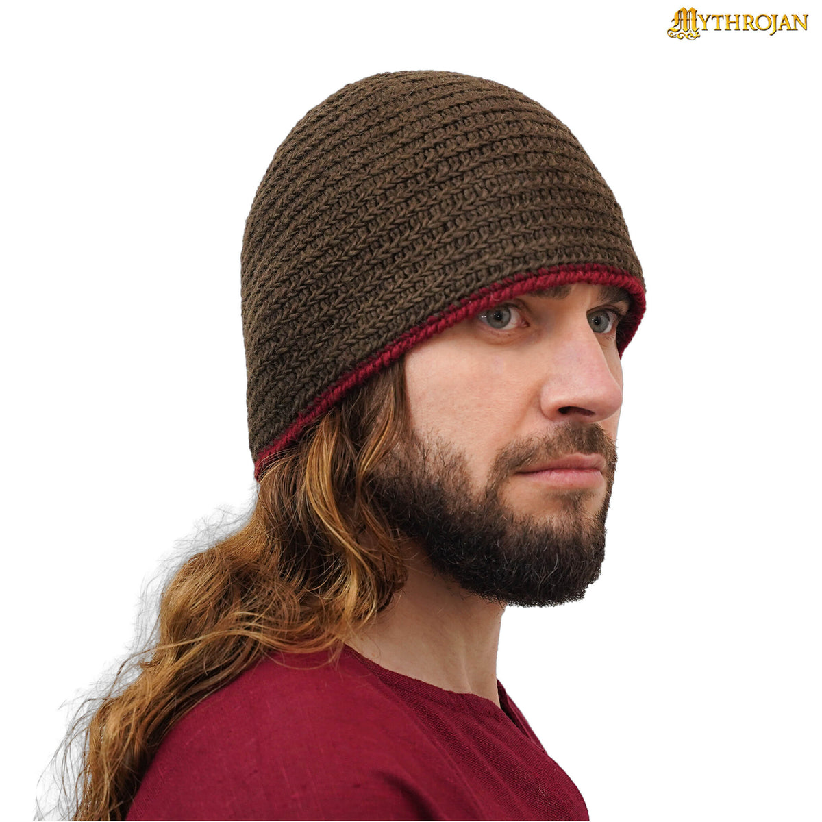 Needle-Bound Hat, 100% Wool, Brown-Red