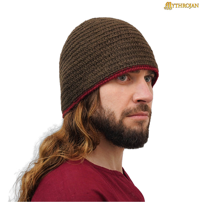 Needle-Bound Hat, 100% Wool, Brown-Red