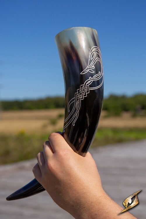 Viking drinking horn Midgard serpent, dark, 500-650 ml