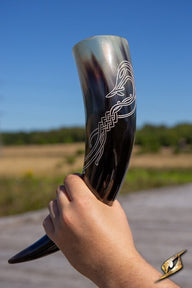 Viking drinking horn Midgard serpent, dark, 500-650 ml