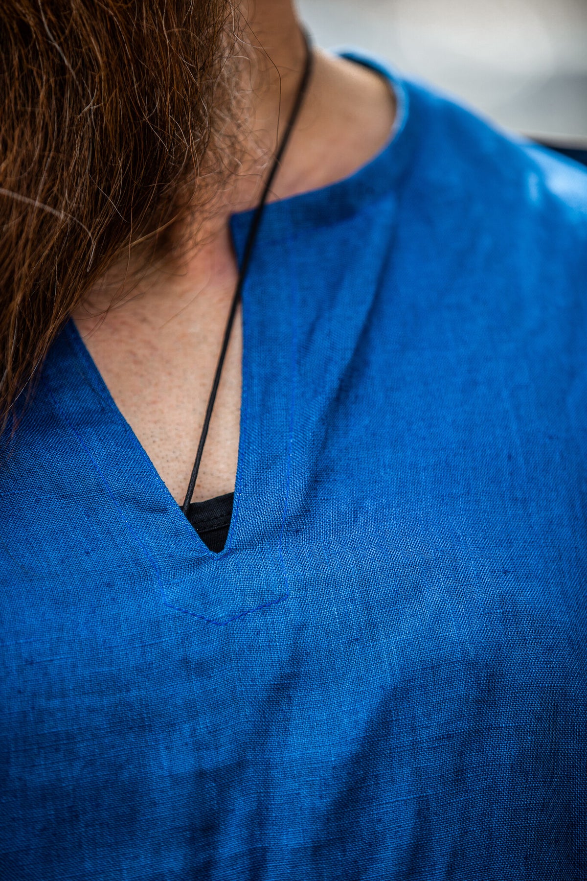Thorsberg tunic Germanic, linen, blue