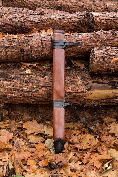 LARP sword scabbard, M, right-handed, brown