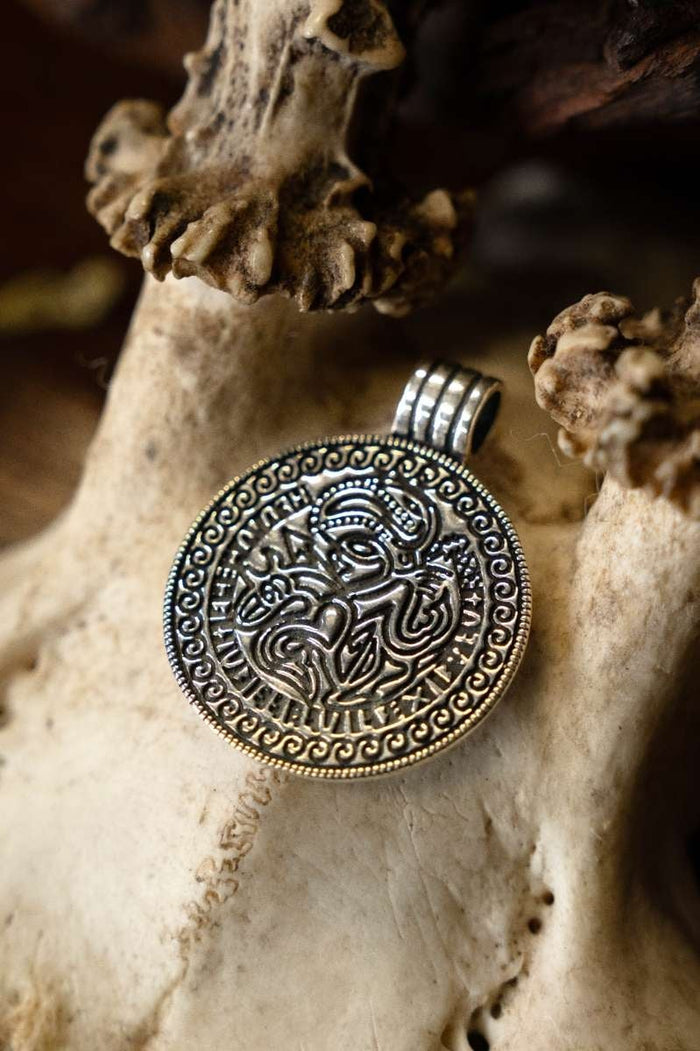 Vendel bracteate-amulet Seeland, sterling silver