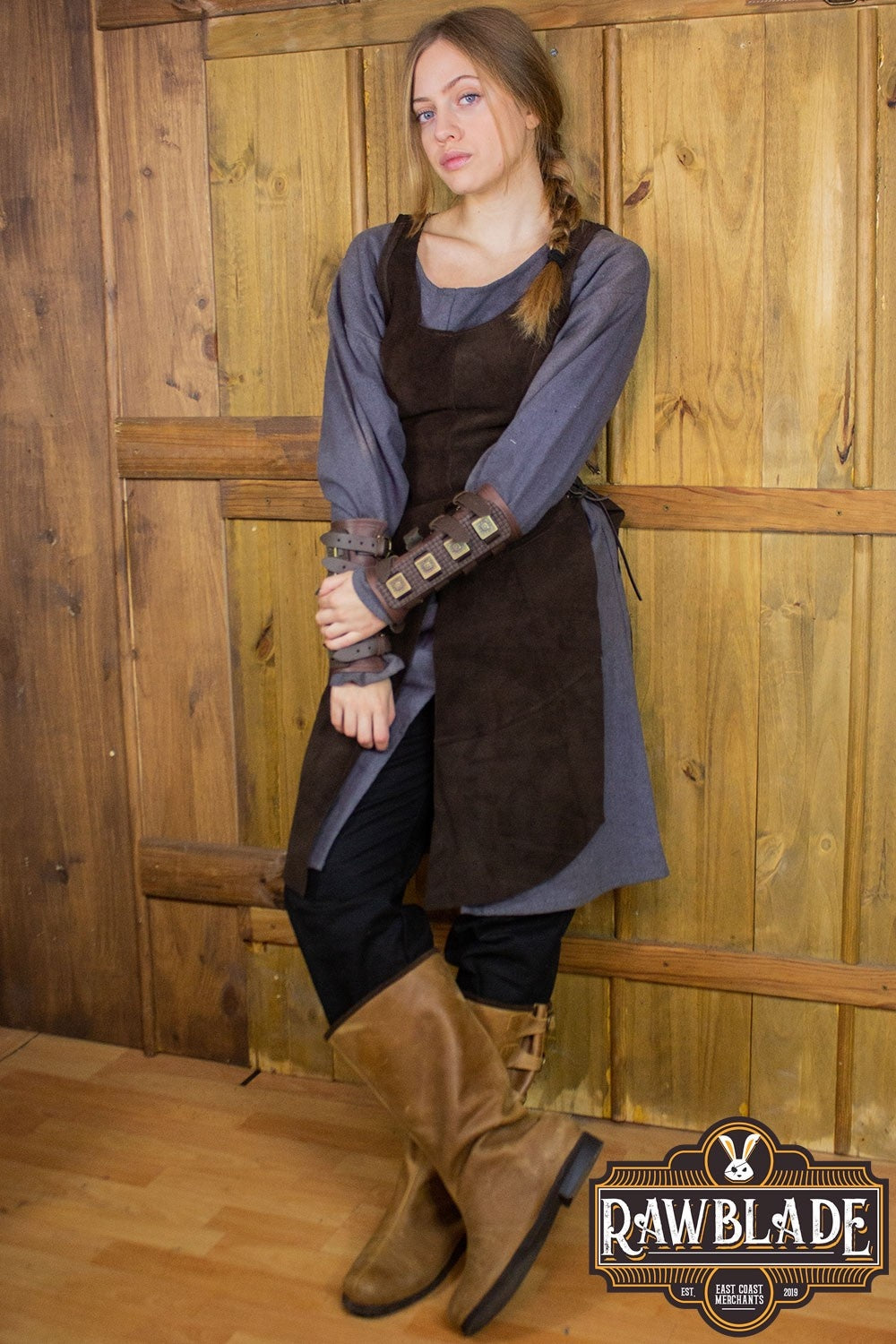 Split leather tabard Joanne, brown