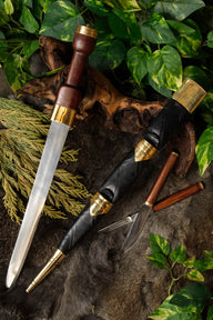 Sgian achlais with knife and fork, semi-sharp