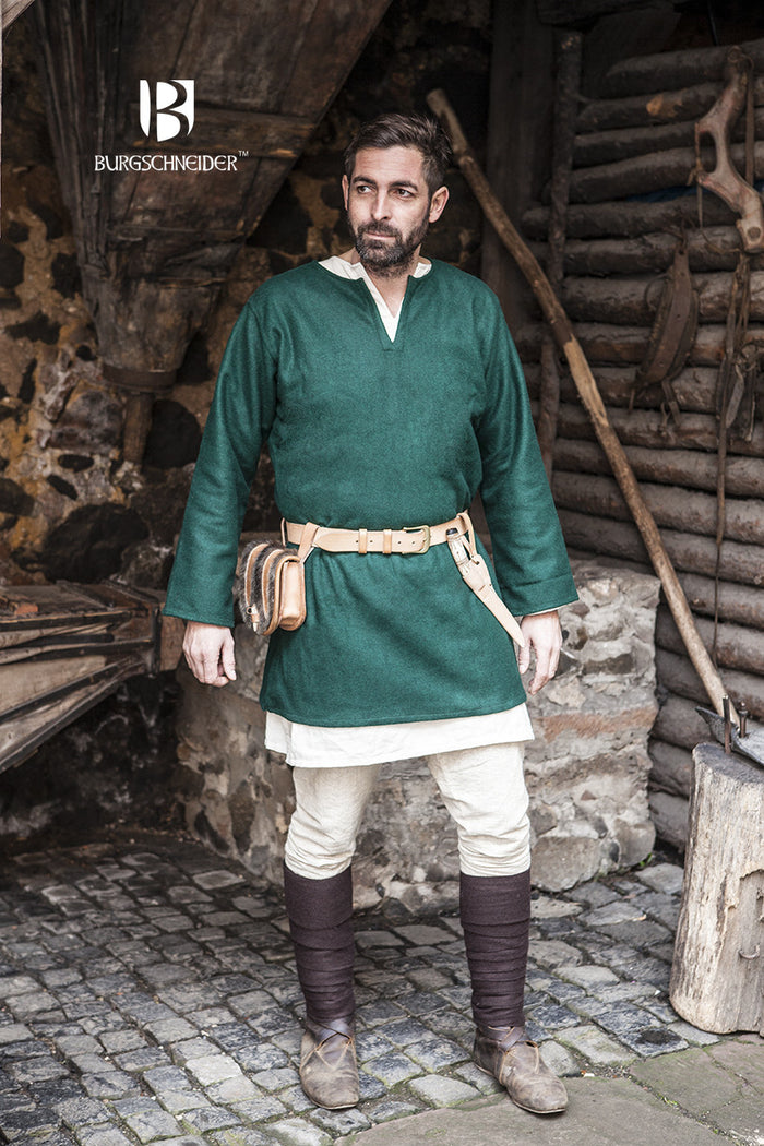Viking tunic Lodin, green, wool blend