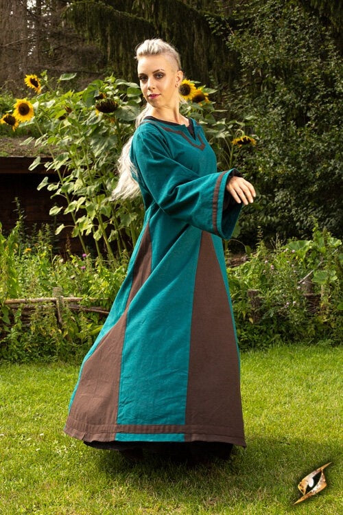 Viking dress Astrid, azure-brown