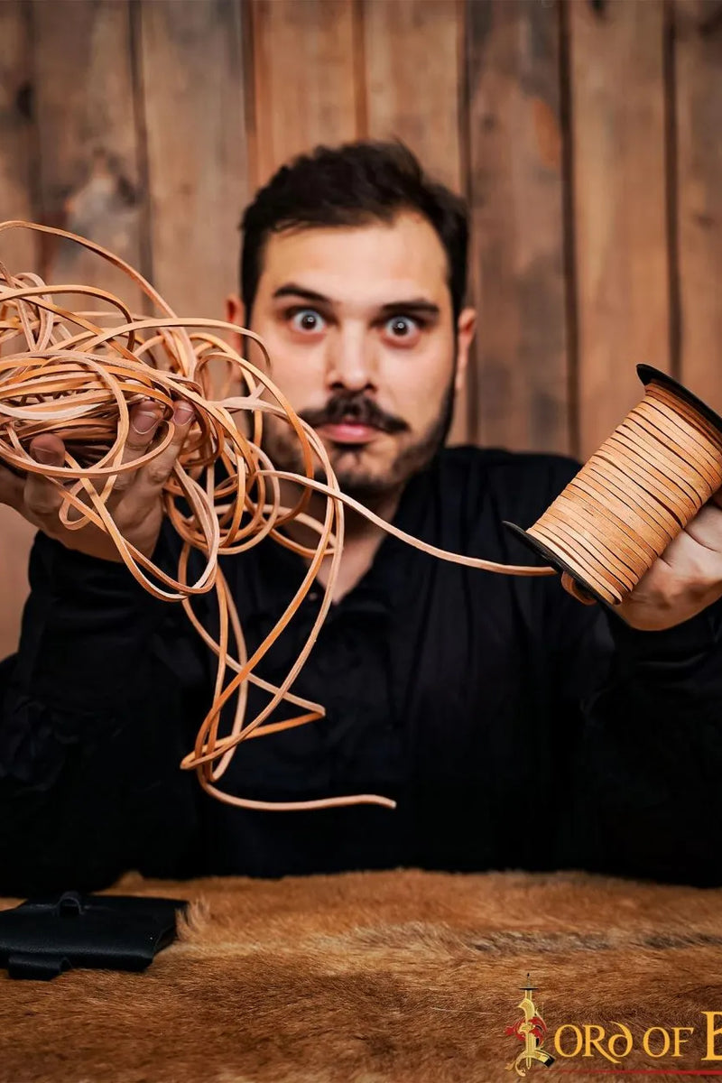 Natural leather cord, 50 meters