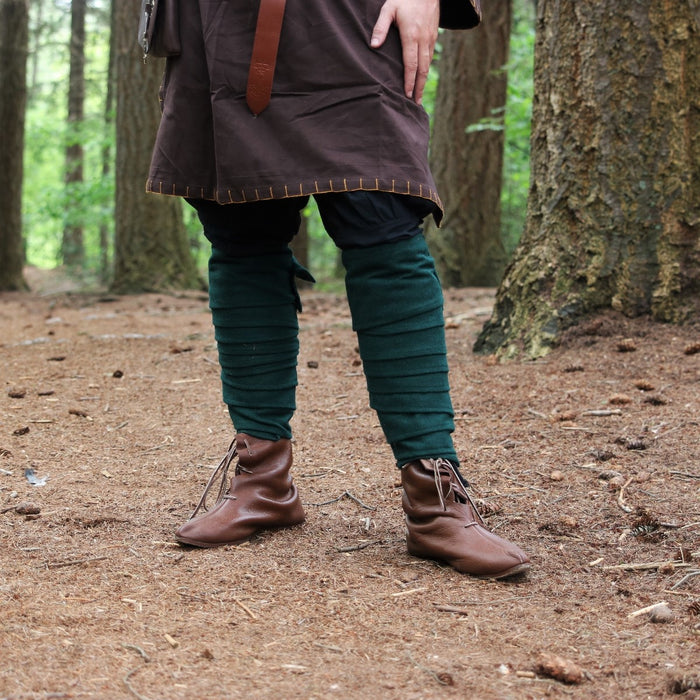 Leg wrappings Hredulf, green, wool mix