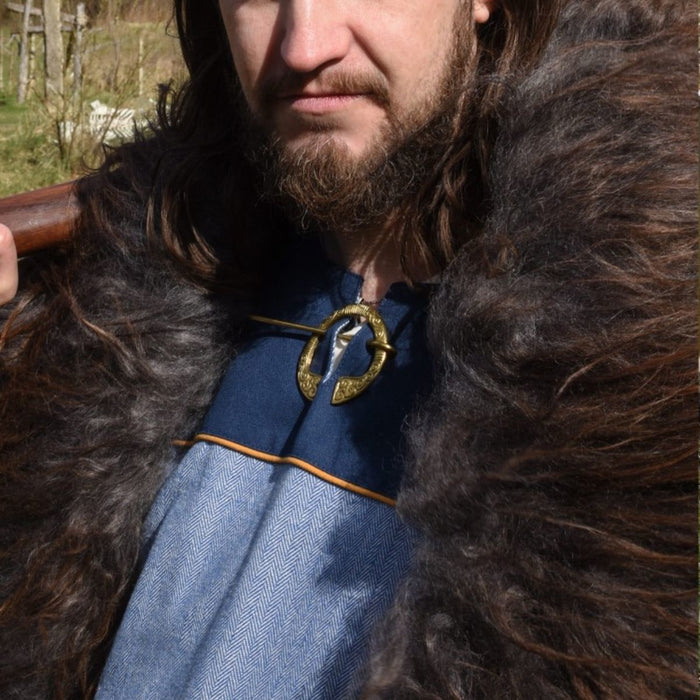 Germanic Thorsberg tunic herringbone pattern, blue