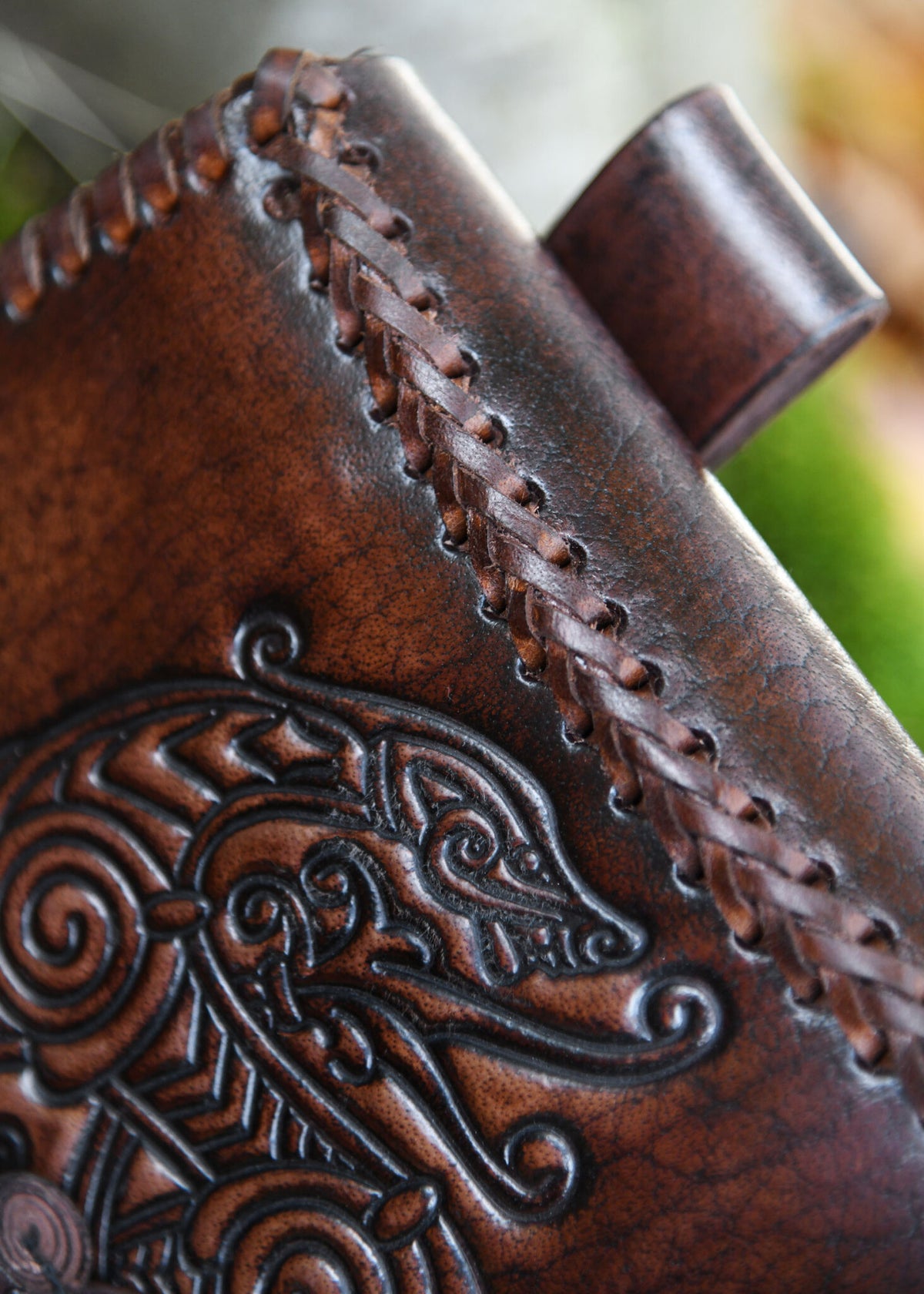 Leather bag with dragon