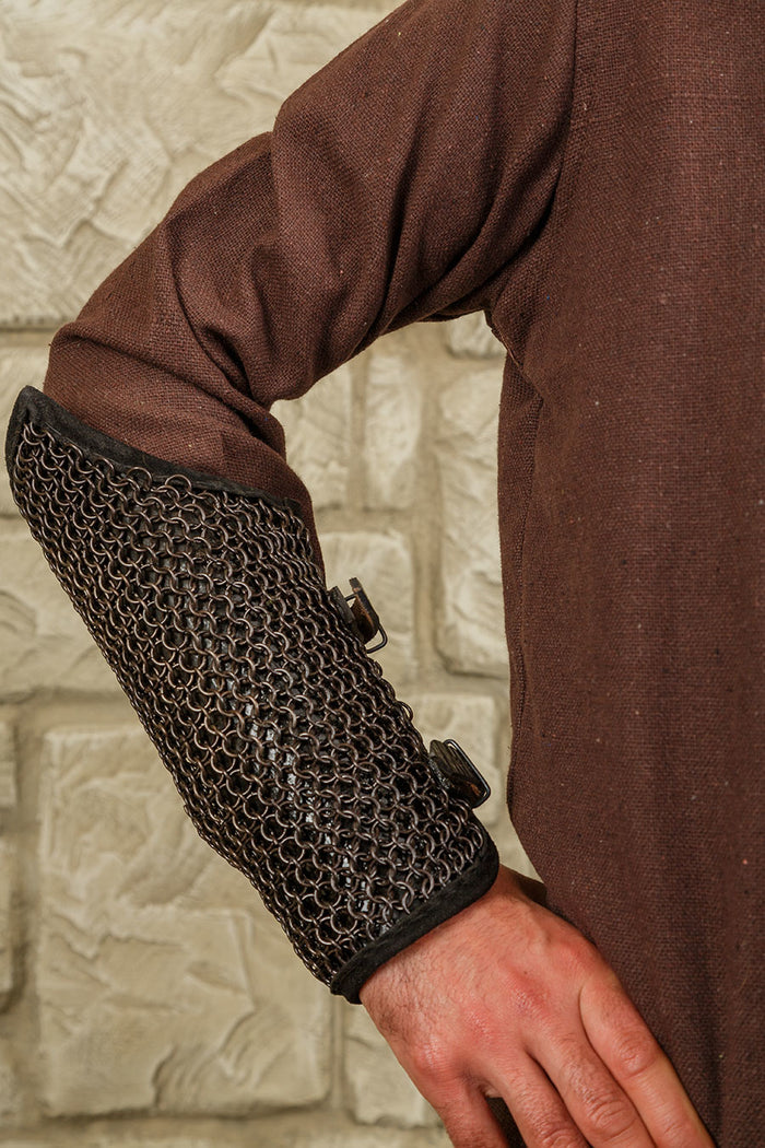Connor chainmail bracers, forearm guards, bronze finish, 8 mm