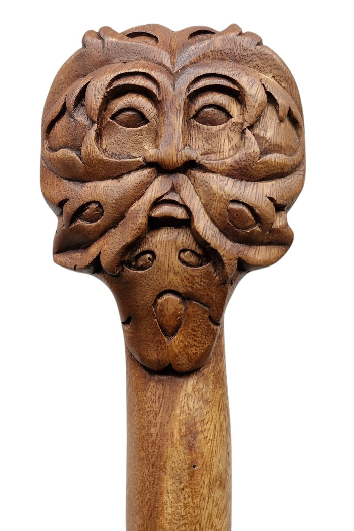 Wooden walking stick Green Man