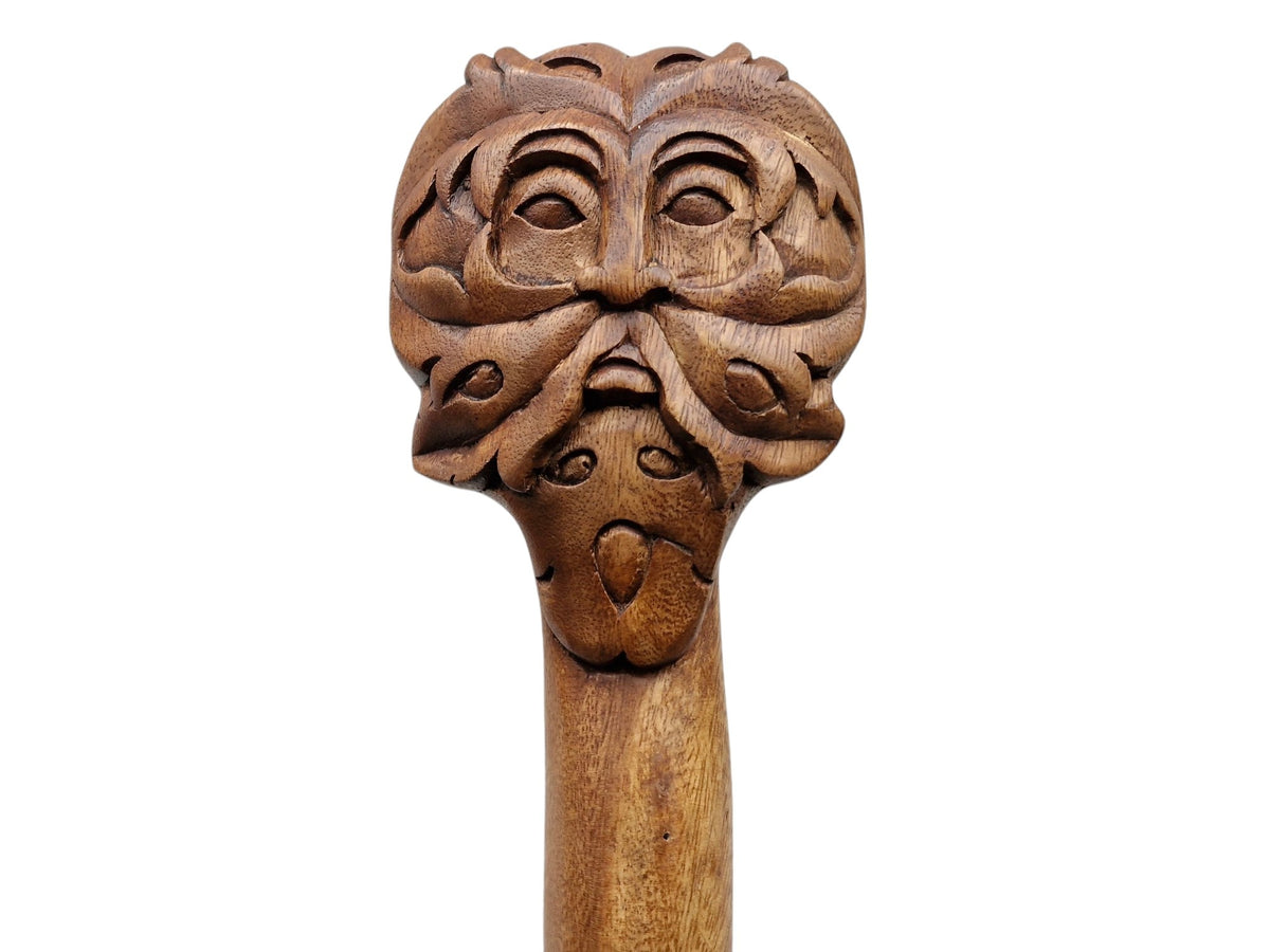 Wooden walking stick Green Man