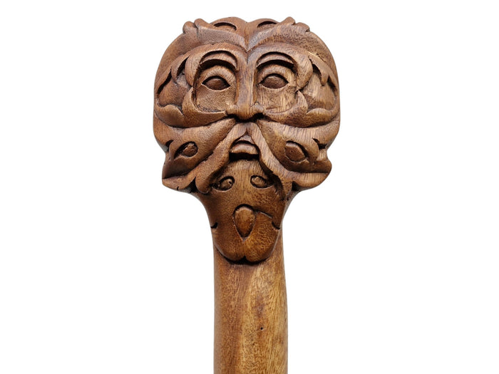 Wooden walking stick Green Man