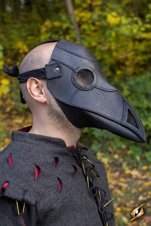 Leather mask plague doctor, black