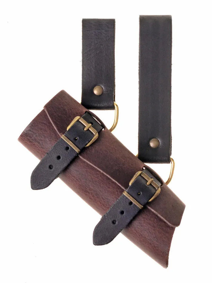 Luxurious leather sword holder, brown-black