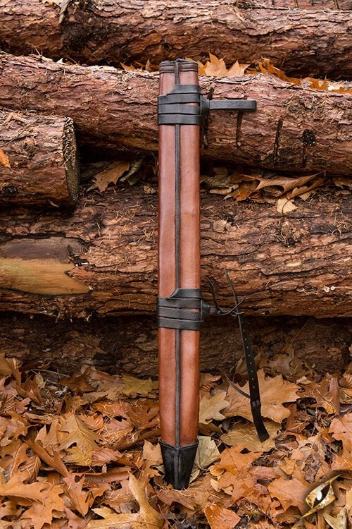 LARP sword scabbard, M, right-handed, brown