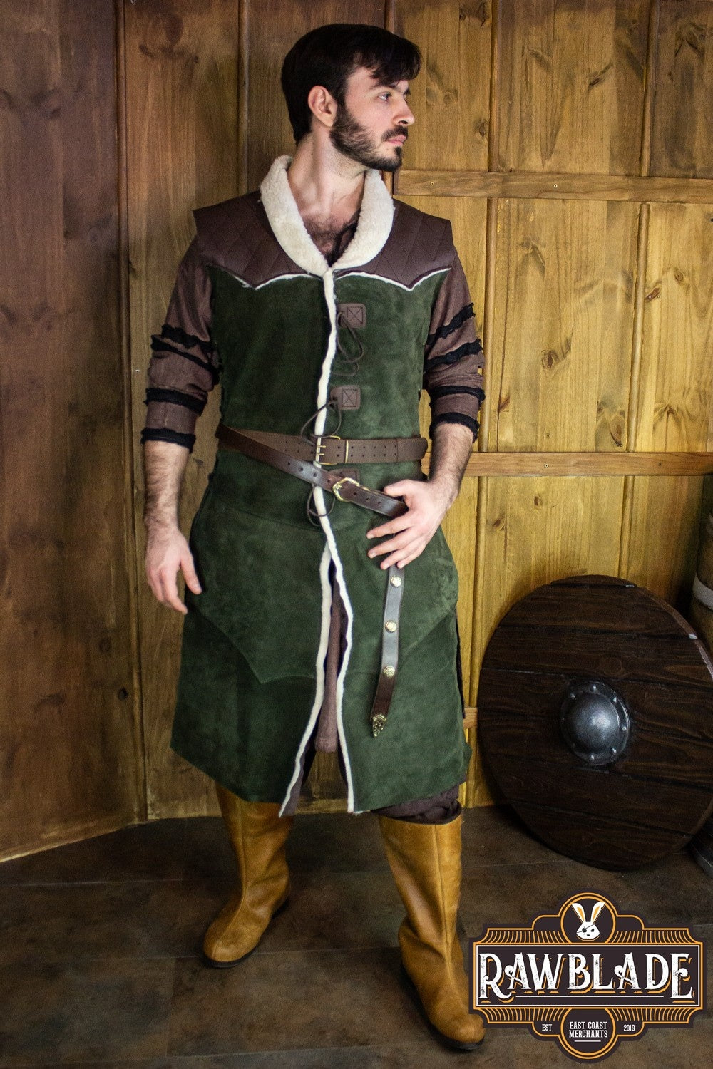 Dimitru Winter Coat - Green, wool mix