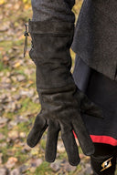Leather fighting gloves suede, black