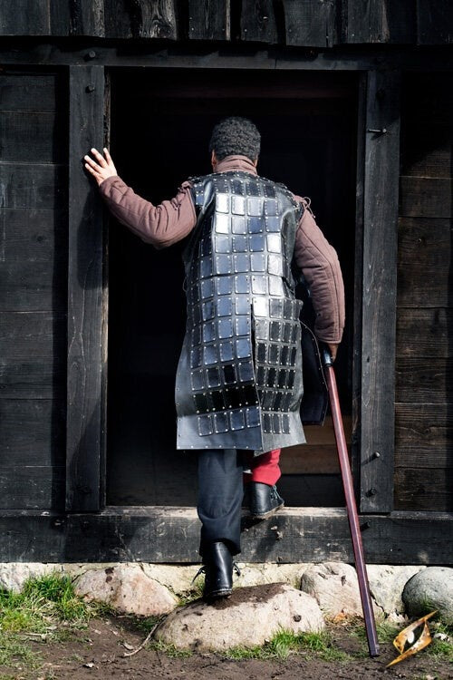 Leather brigandine long, black
