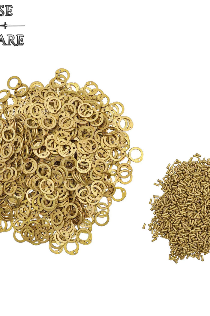 70 g brass chainmail rings, flat rings, round rivets, 8mm