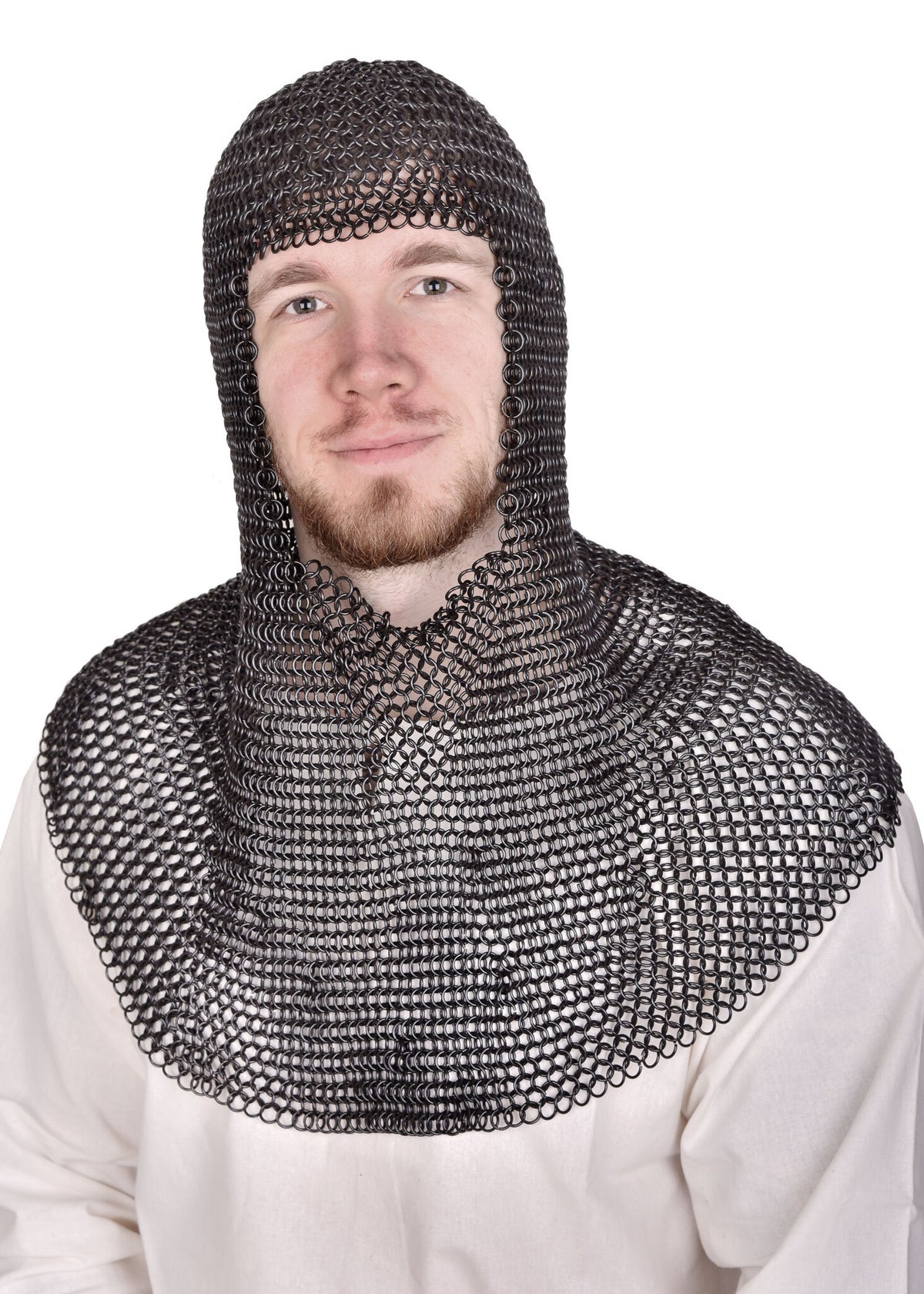 Chainmail coif with square neck, galvanized, 8 mm