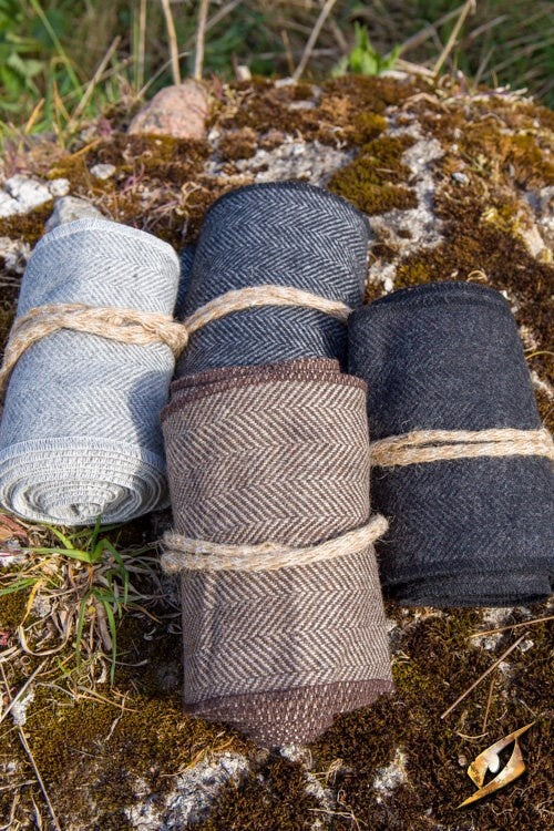 Viking winingas herringbone motif, charcoal grey, wool mix