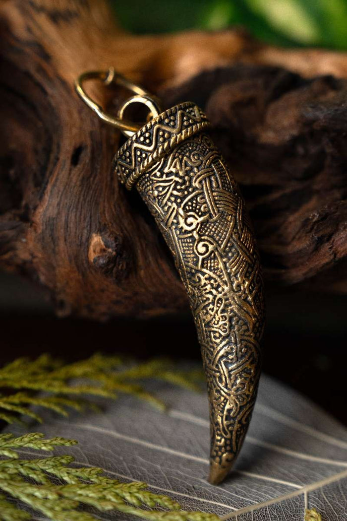 Viking pendant Tooth of Fenrir, bronze