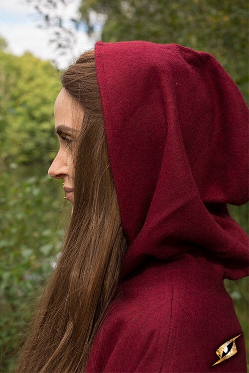 Travel cloak, red, wool blend
