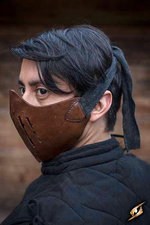 Media máscara Mempo de cuero, marrón
