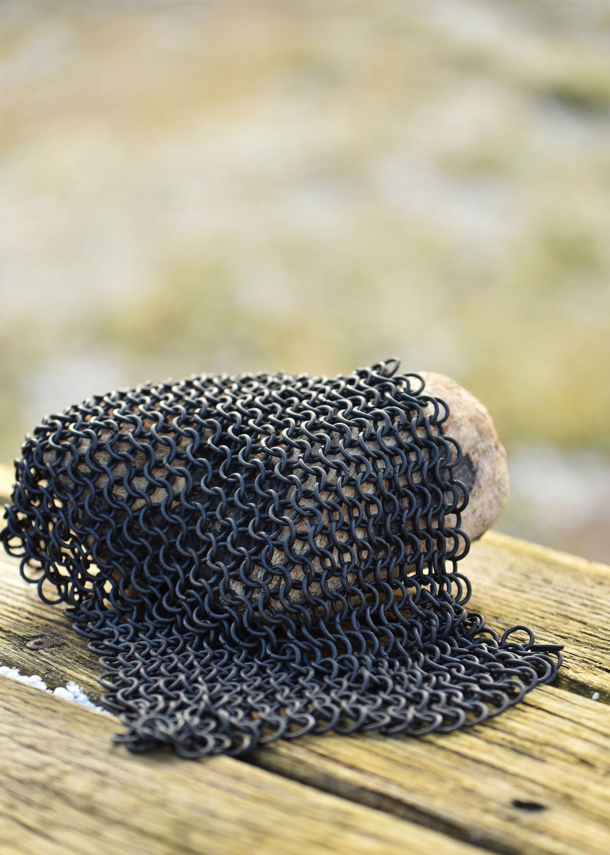 Bronzed chainmail piece, unriveted, 8 mm