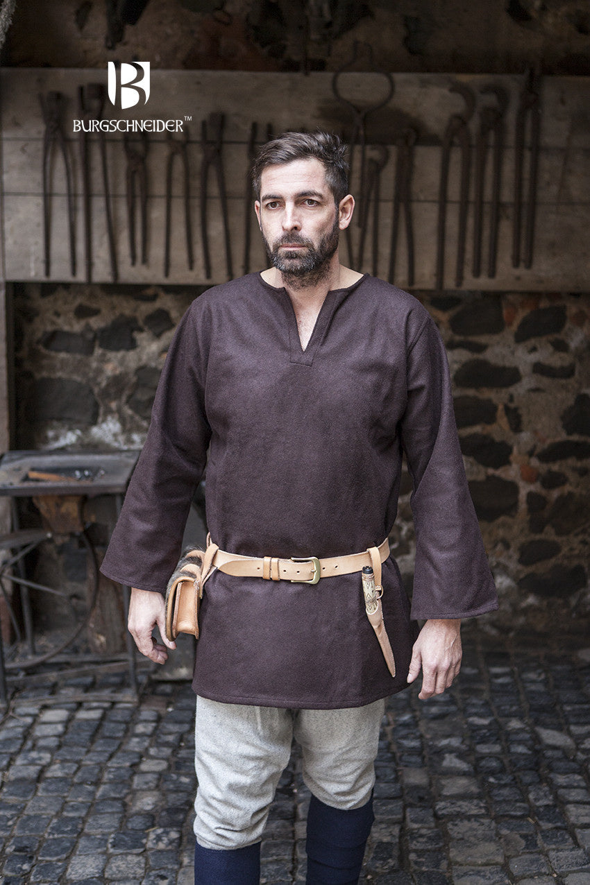 Viking Tunic Login, brown, wool blend