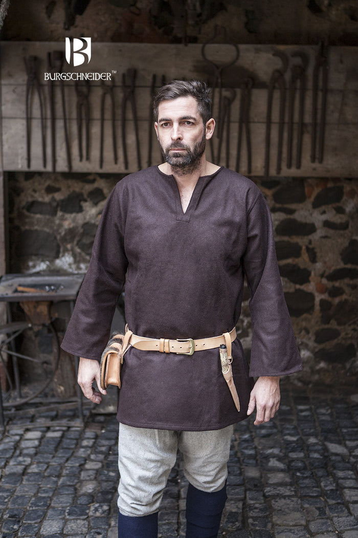 Viking Tunic Login, brown, wool blend